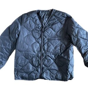 Uniqlo U Black Quilted Recycled Down Feather Zip Up Jacket Sz XL